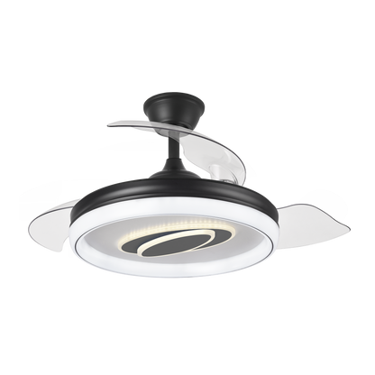 Moderno ventilador de techo con aspas retráctiles ideal para dormitorio