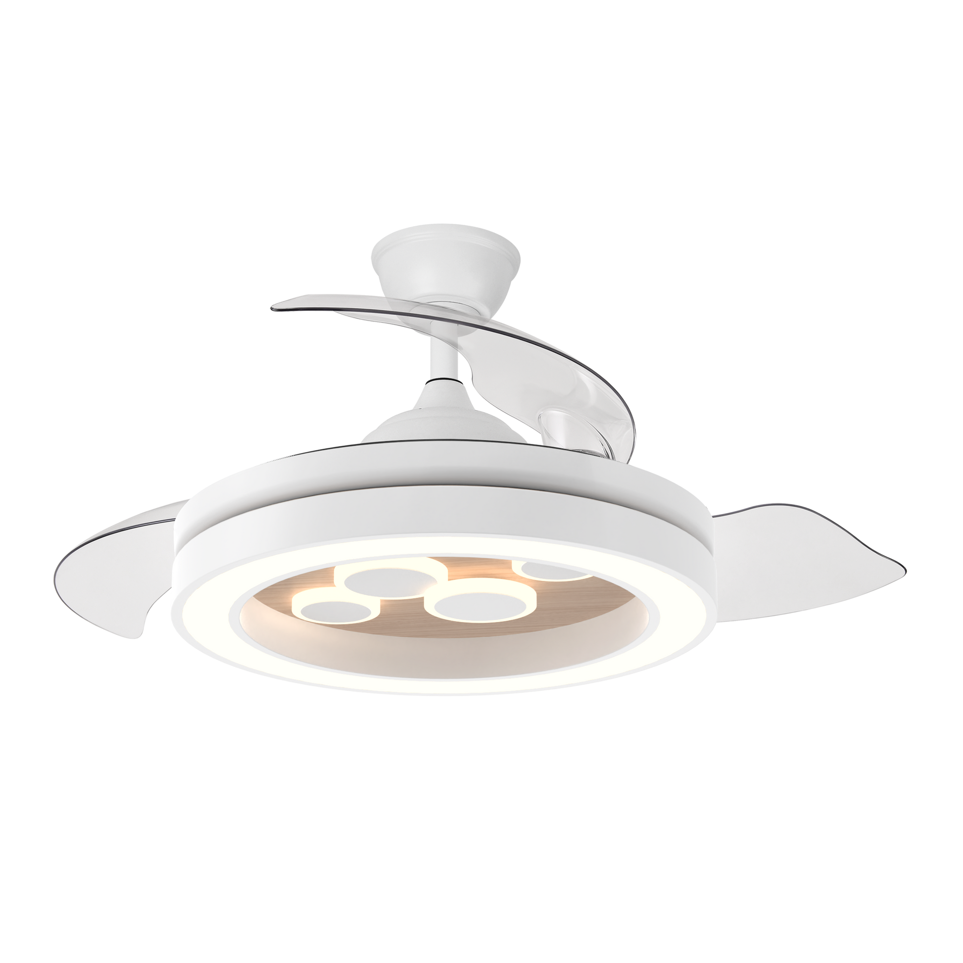 Moderno ventilador de techo con aspas retráctiles ideal para interior