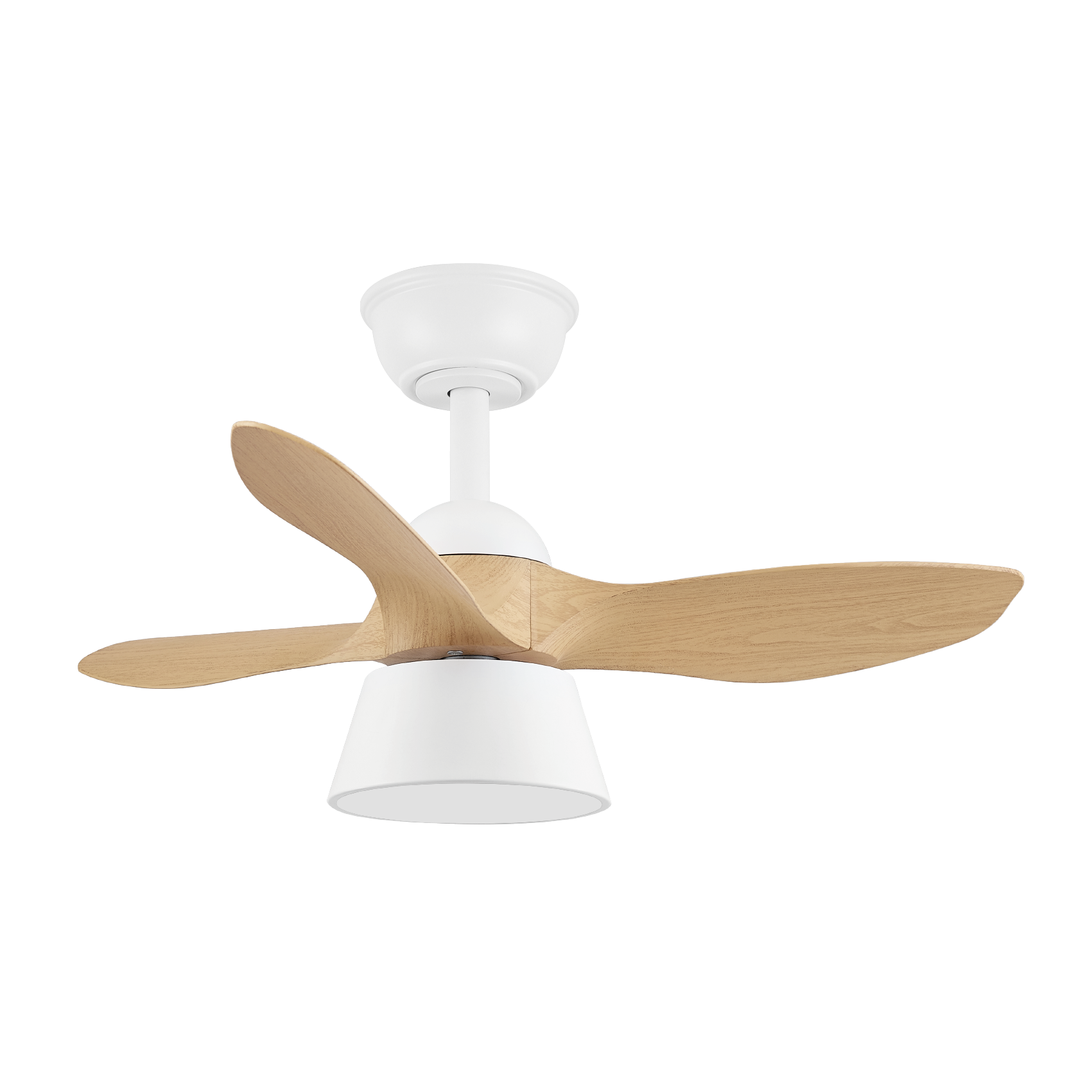 Ventilador moderno blanco y madera ideal para interior doméstico