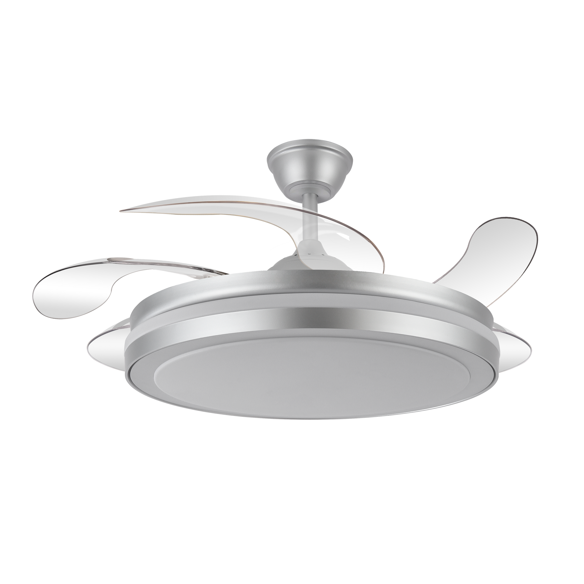 Moderno ventilador de techo con aspas retráctiles ideal para dormitorio