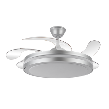 Moderno ventilador de techo con aspas retráctiles ideal para dormitorio