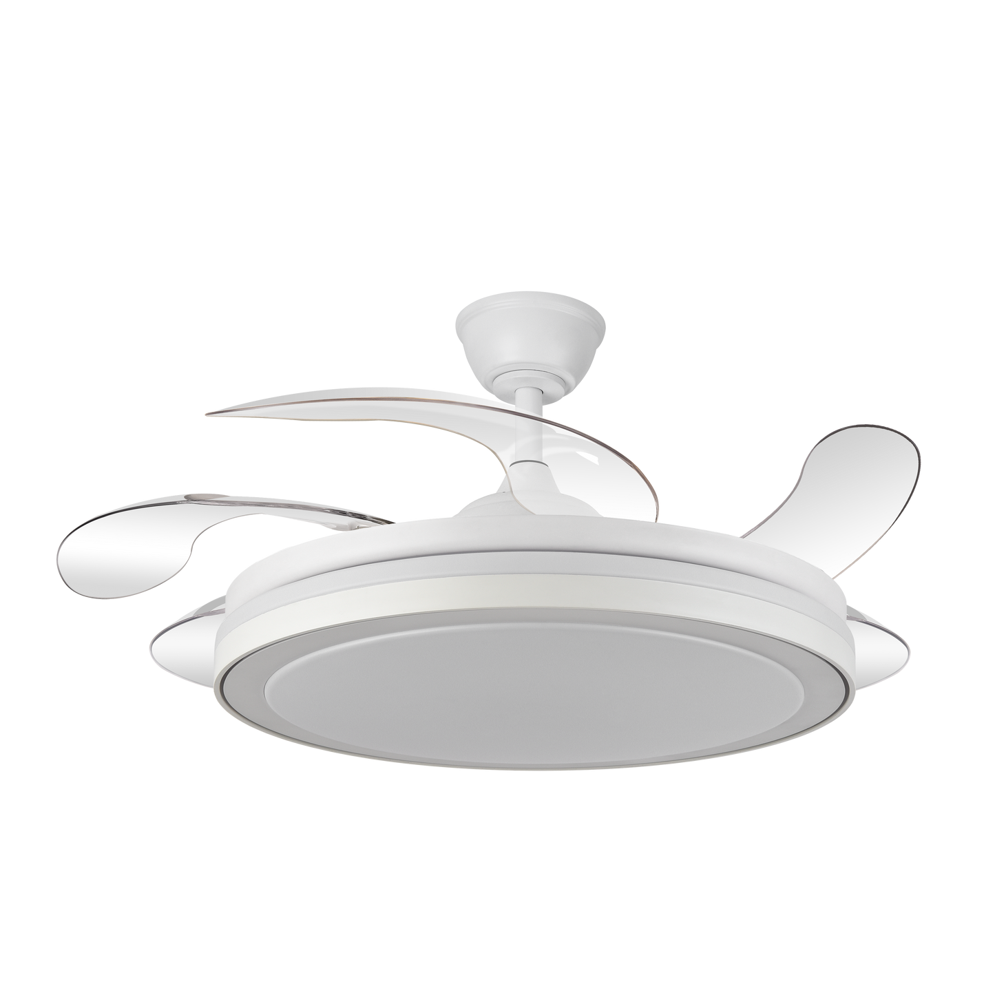 Moderno ventilador de techo con luz LED para dormitorio