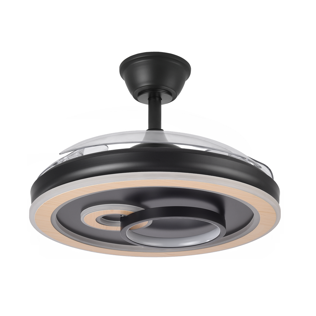 Ventilador DC Sultan Negro/Madera 59W Fabrilamp - Vista frontal