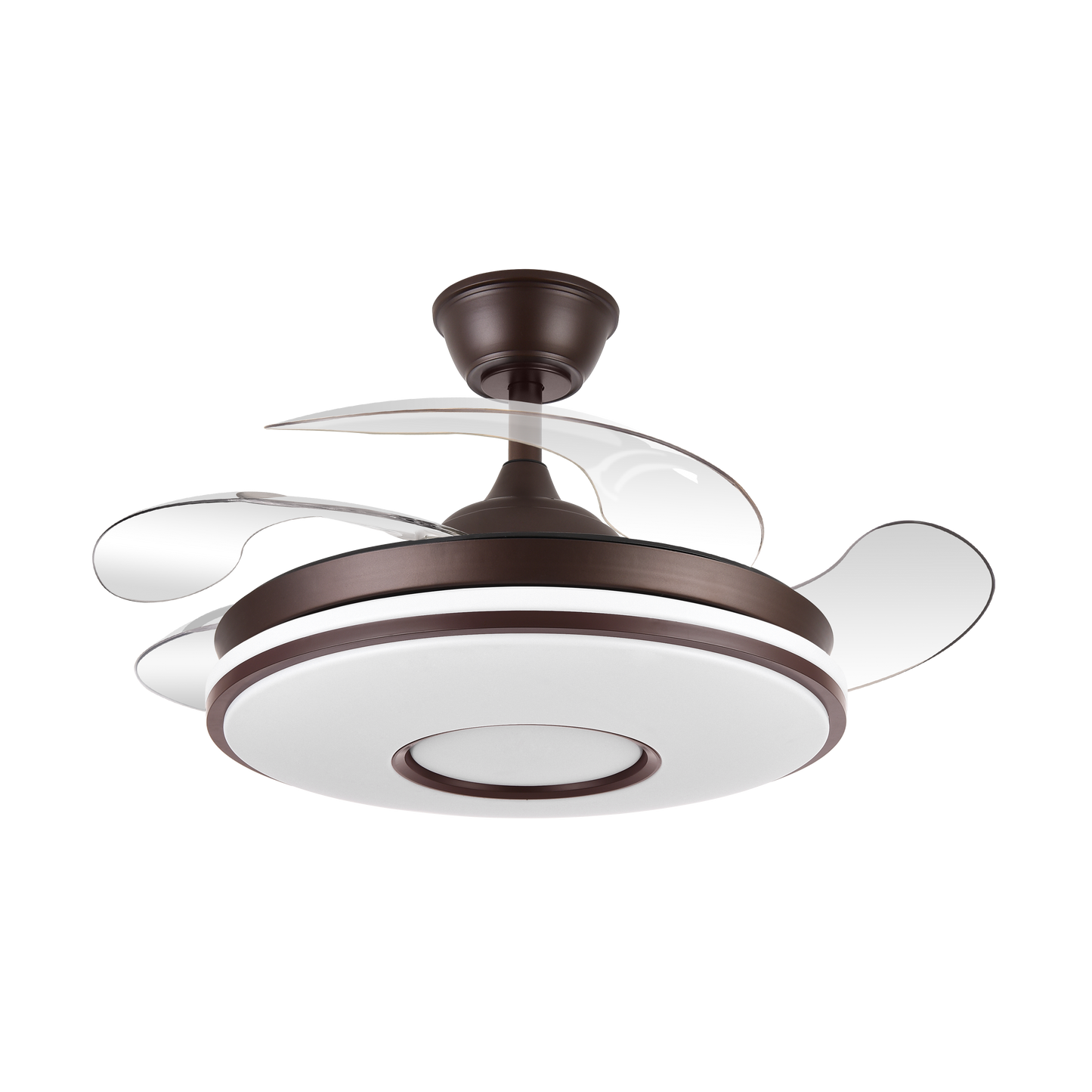 Moderno ventilador de techo con aspas retráctiles ideal para dormitorio