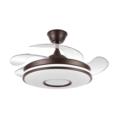 Moderno ventilador de techo con aspas retráctiles ideal para dormitorio