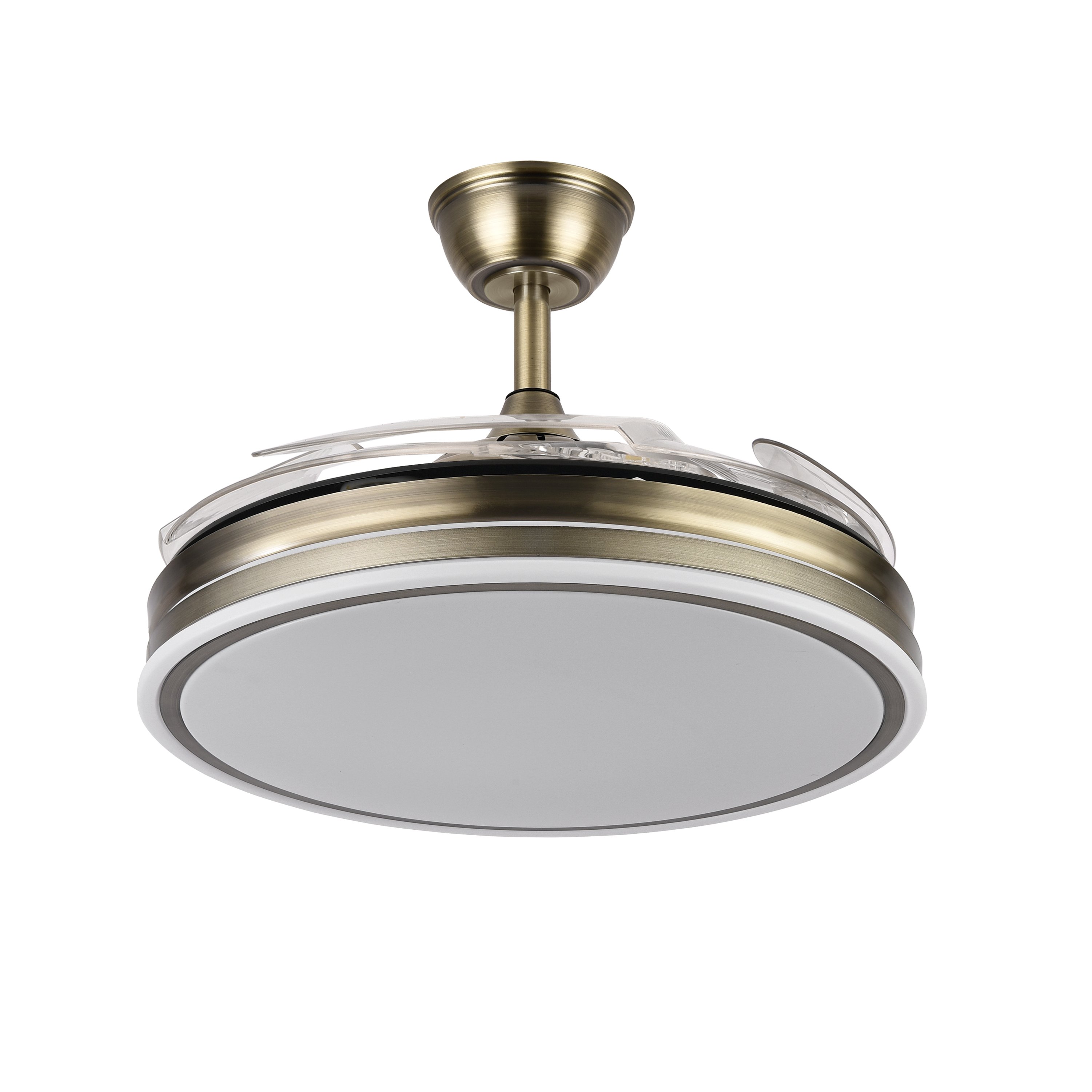 Ventilador con luz LED integrada y mando a distancia, perfecto para interior