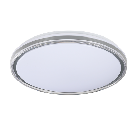 Plafón Nevado fabricado en metal y policarbonato, color blanco y gris