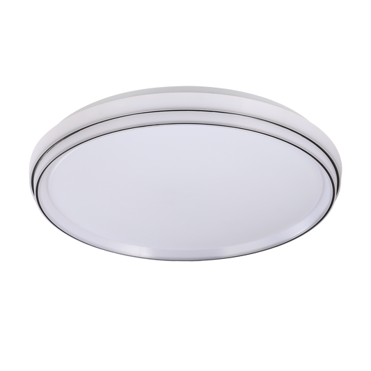 Plafón Duarte fabricado en metal color blanco y negro con tecnología LED