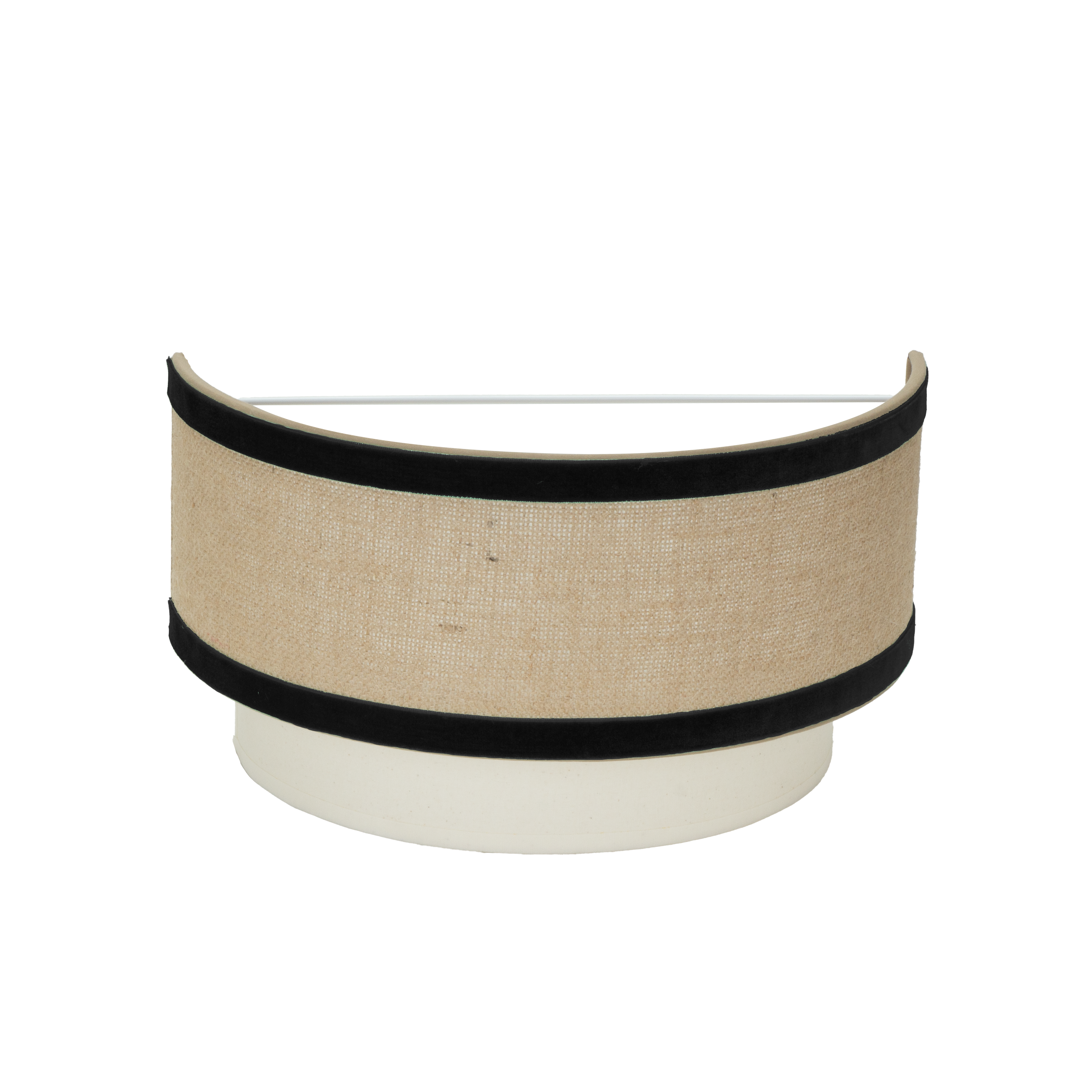 Aplique Cornalina fabricado en metal negro y textil beis con terciopelo