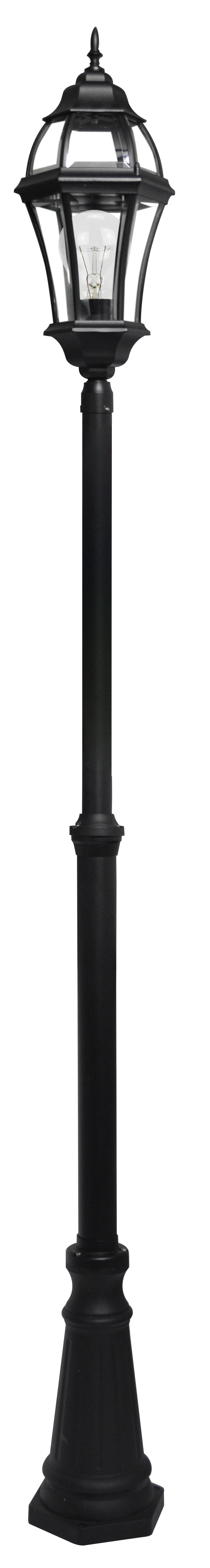 Farola Becrux fabricada en aluminio color negro, ideal para iluminación exterior resistente y duradera.