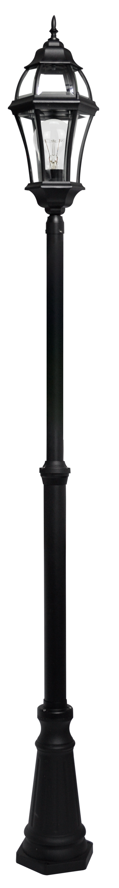 Farola Becrux fabricada en aluminio color negro, ideal para iluminación exterior resistente y duradera.