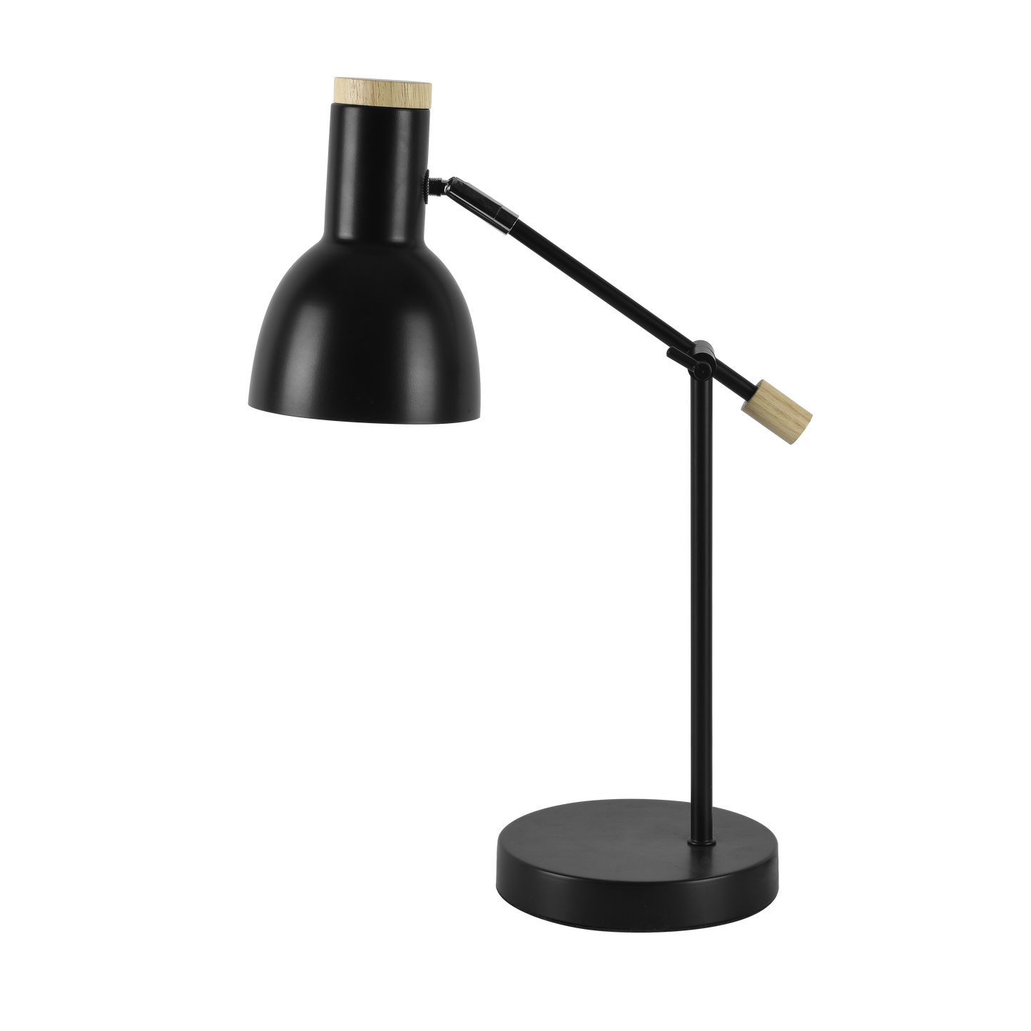 Flexo Tejo fabricado en metal y madera de haya color negro, ideal para escritorio