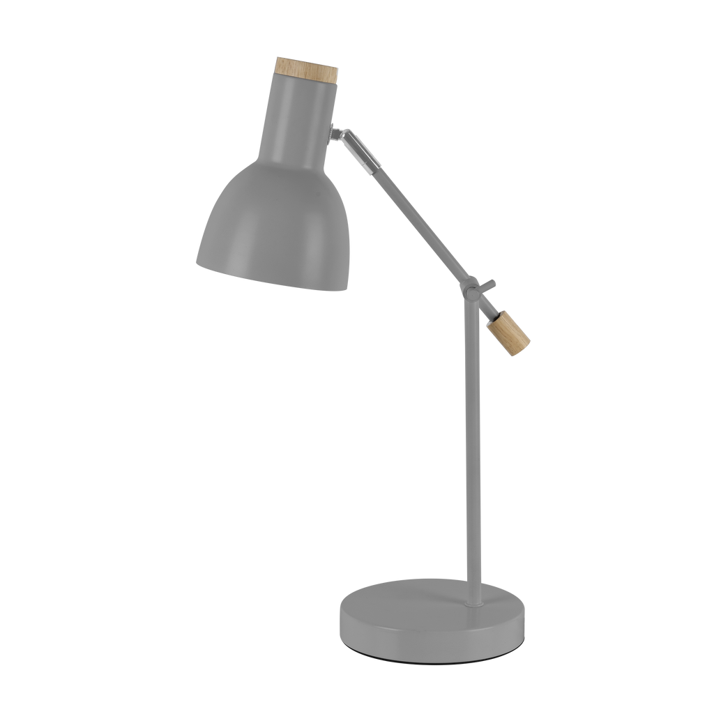 Flexo Tejo fabricado en metal color gris y madera de haya natural