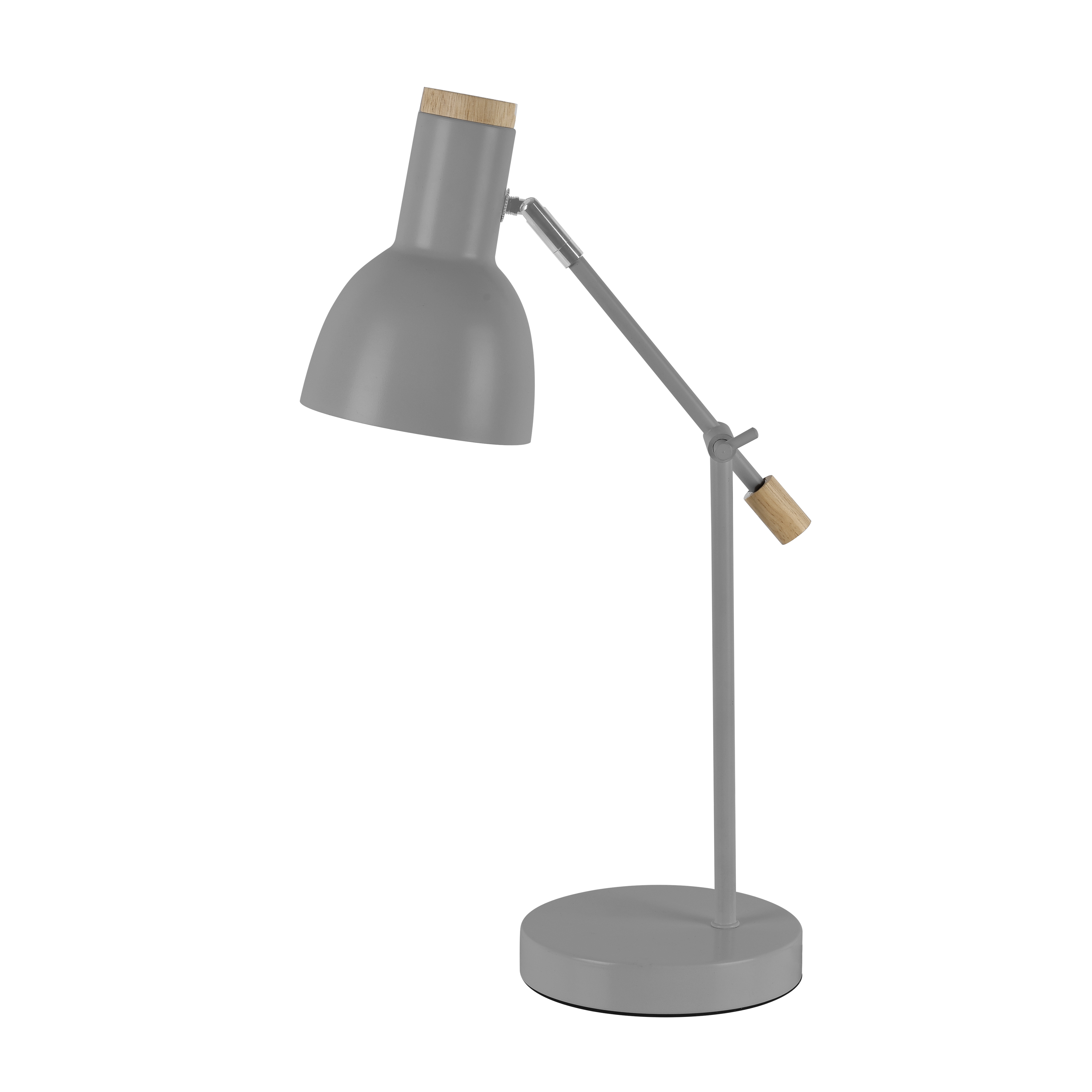 Flexo Tejo fabricado en metal color gris y madera de haya natural