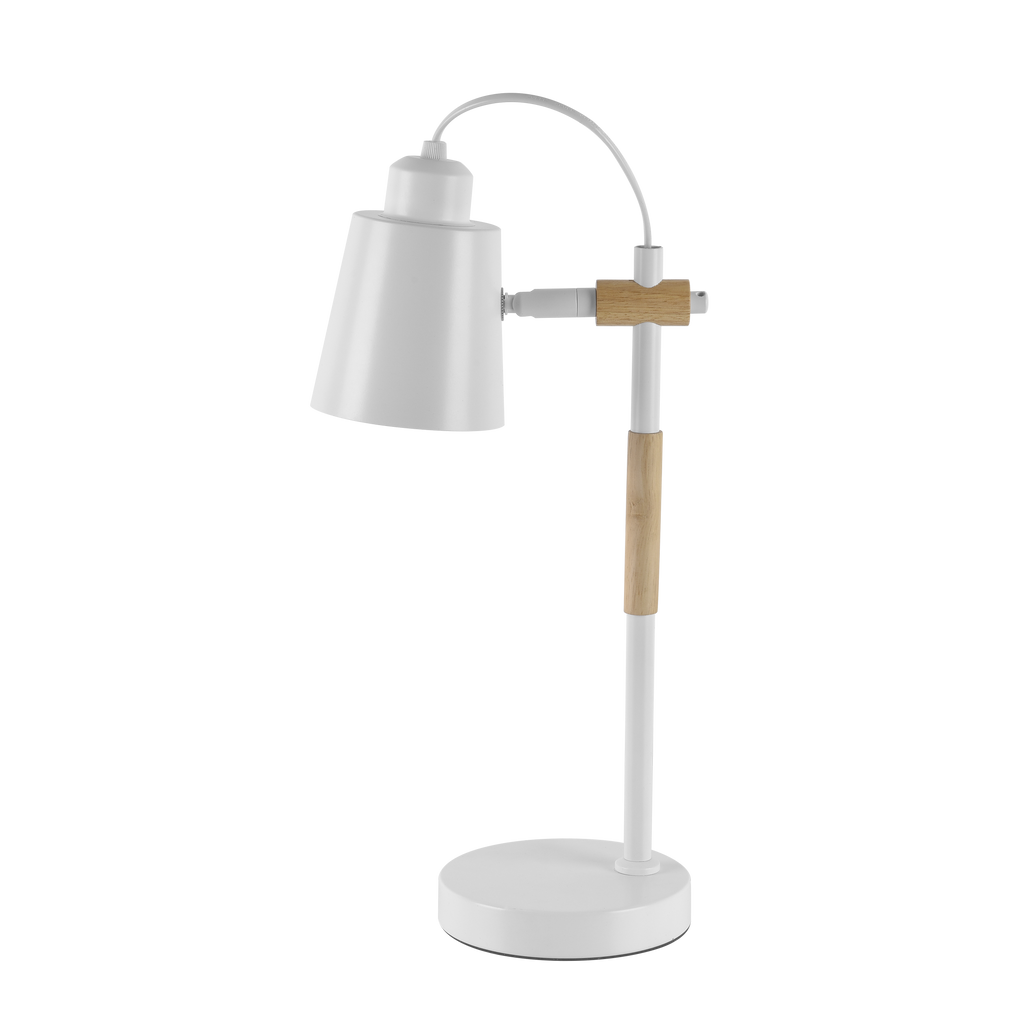 Flexo Liena fabricado en metal color blanco y madera de haya