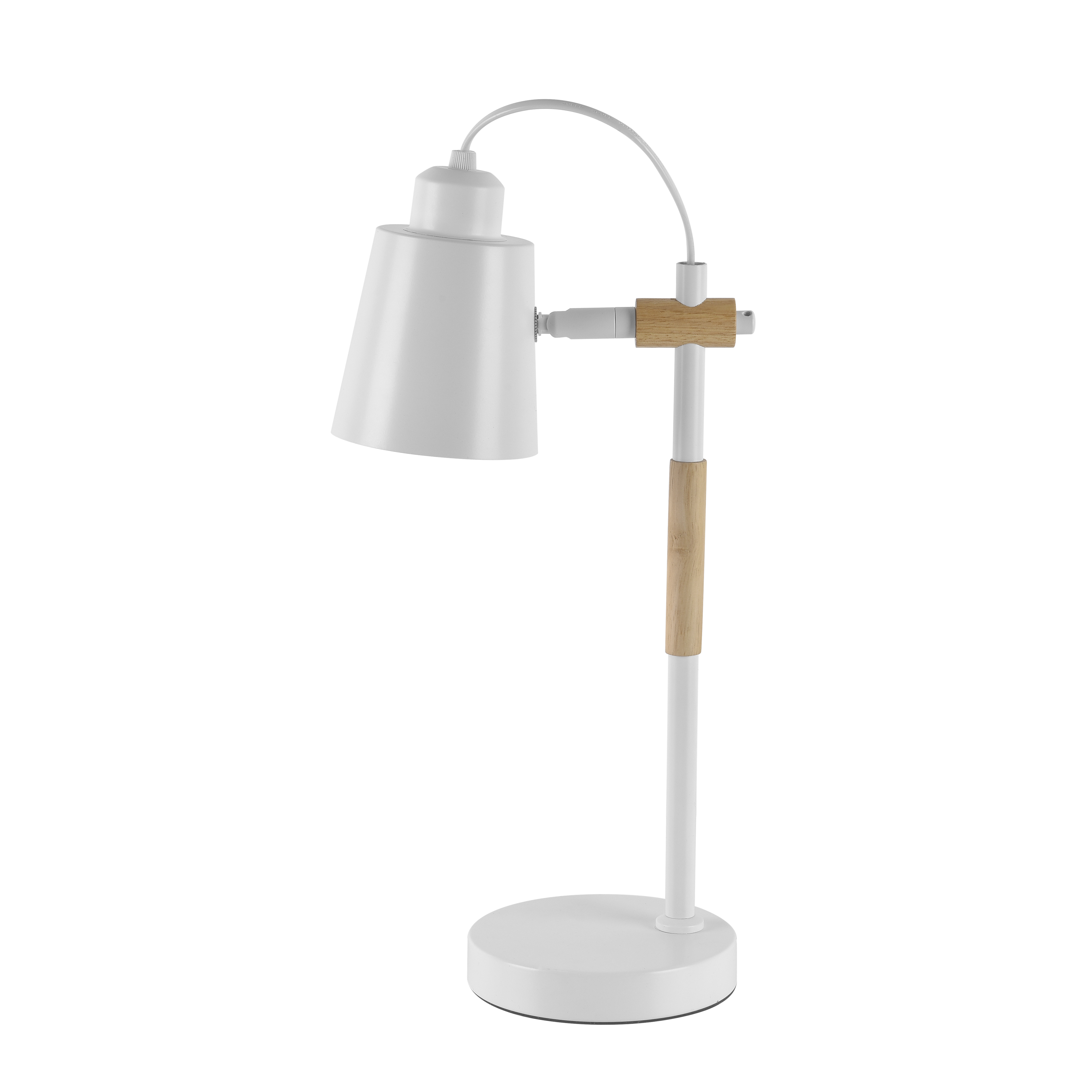 Flexo Liena fabricado en metal color blanco y madera de haya