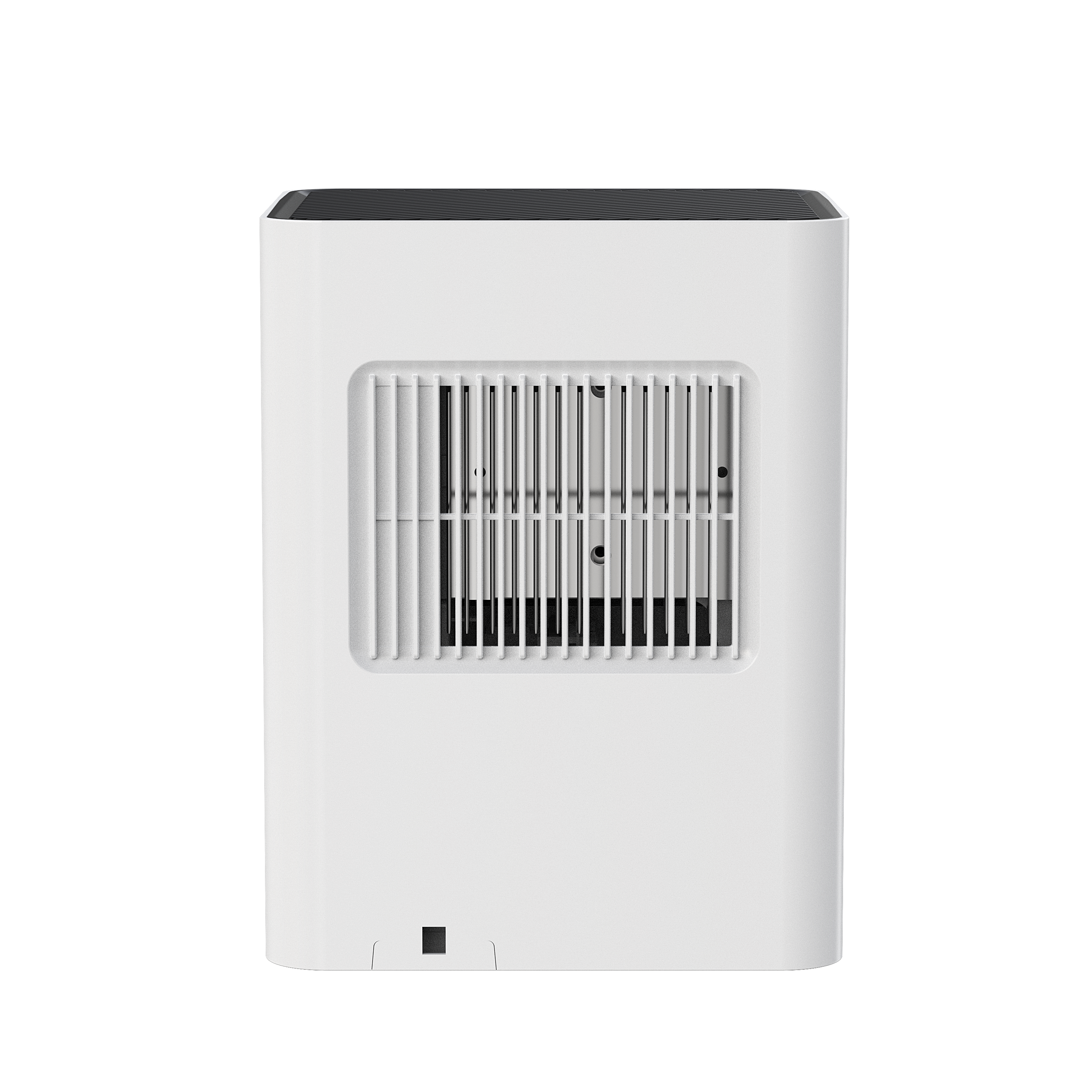 Deshumidificador blanco y negro con controles táctiles para el hogar