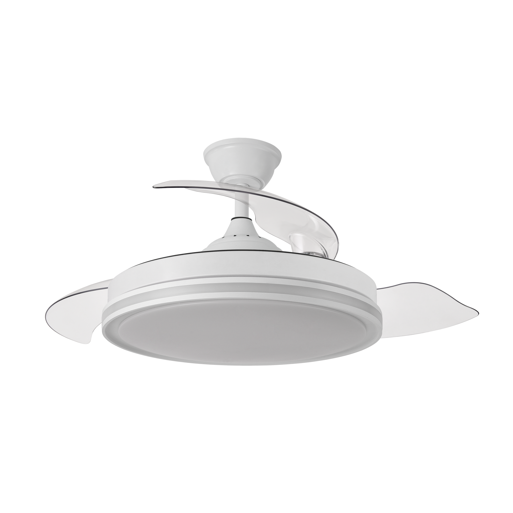 Ventilador de techo blanco con función verano/invierno