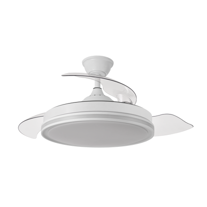Ventilador de techo blanco con función verano/invierno