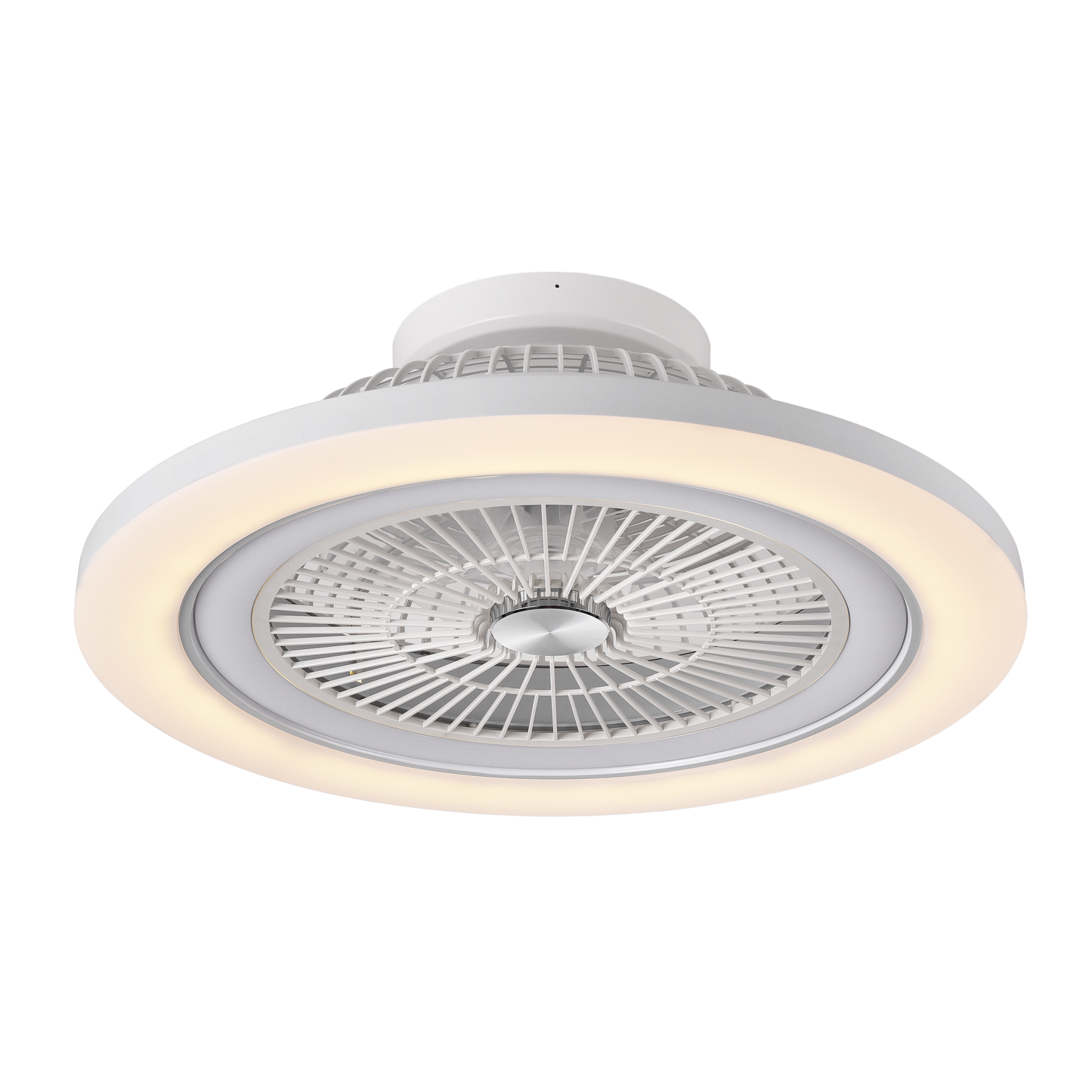 Ventilador de techo blanco con función verano/invierno