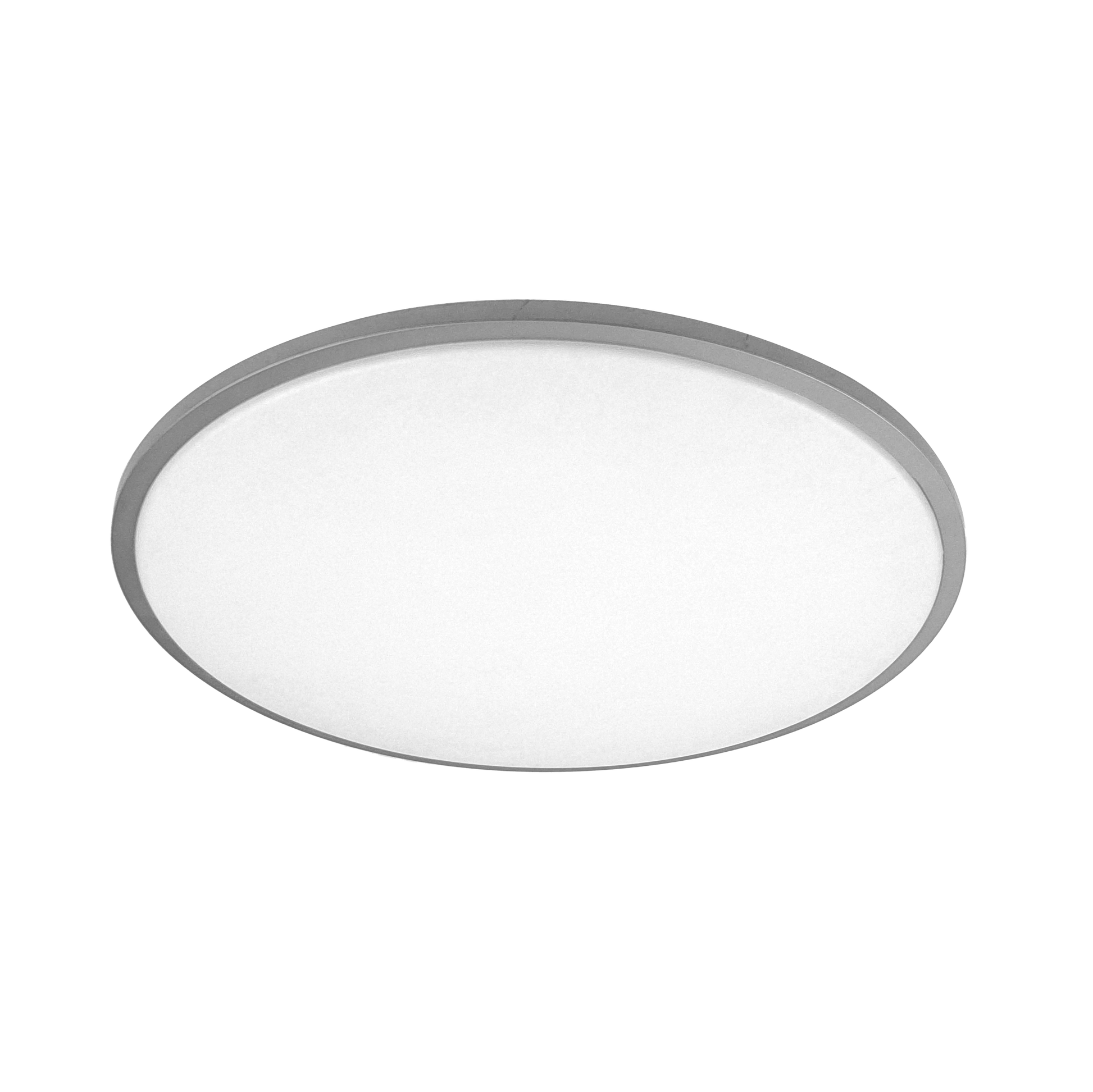 Plafón Eglon fabricado en metal blanco y plata, con difusor de policarbonato
