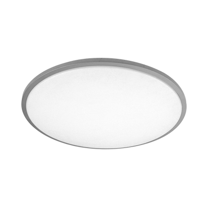 Plafón Eglon fabricado en metal blanco y plata, con difusor de policarbonato
