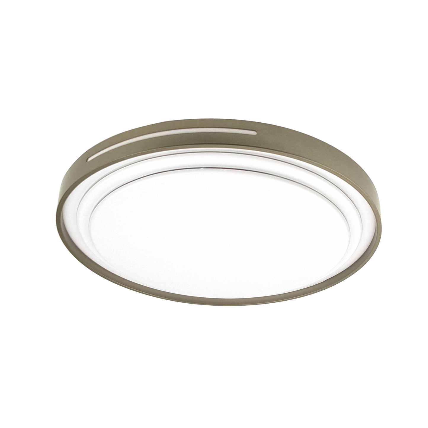 Plafón Argus fabricado en metal color blanco con detalle en cuero