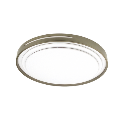Plafón Argus fabricado en metal color blanco con detalle en cuero