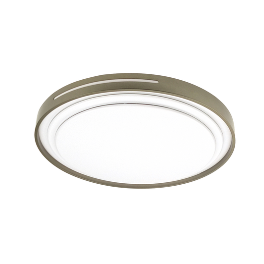 Plafón Argus fabricado en metal color blanco con detalle en cuero