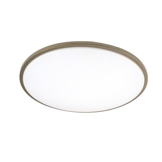 Plafón EGLON fabricado en metal color blanco y cuero, con LED integrado