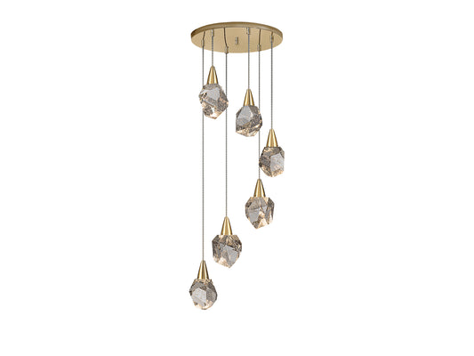 Lámpara Colgante Aquaria LED Cristal Schuller - 6 luces, Oro mate | Schuller · Ref. 157261