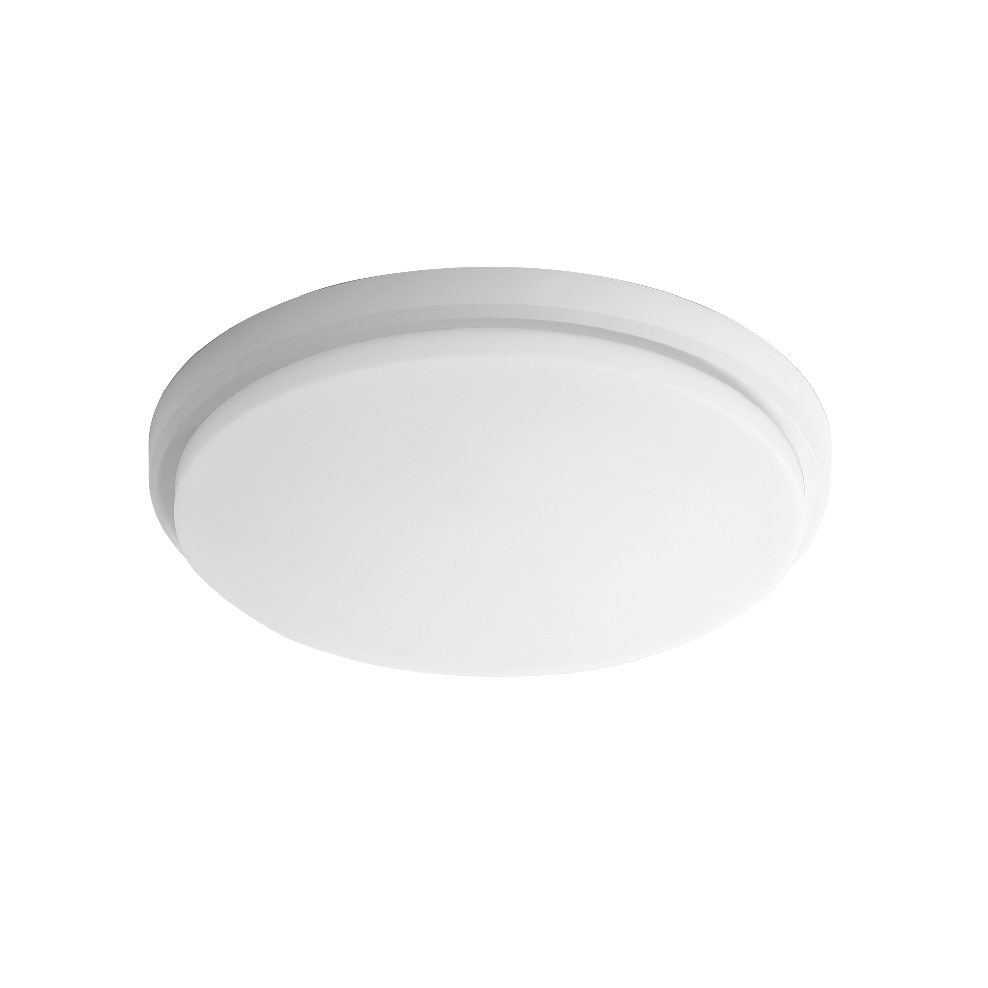 Plafón Kivo fabricado en metal blanco, con difusor de policarbonato