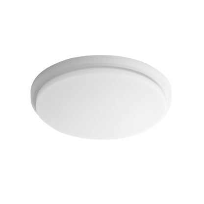 Plafón Kivo fabricado en metal blanco, con difusor de policarbonato