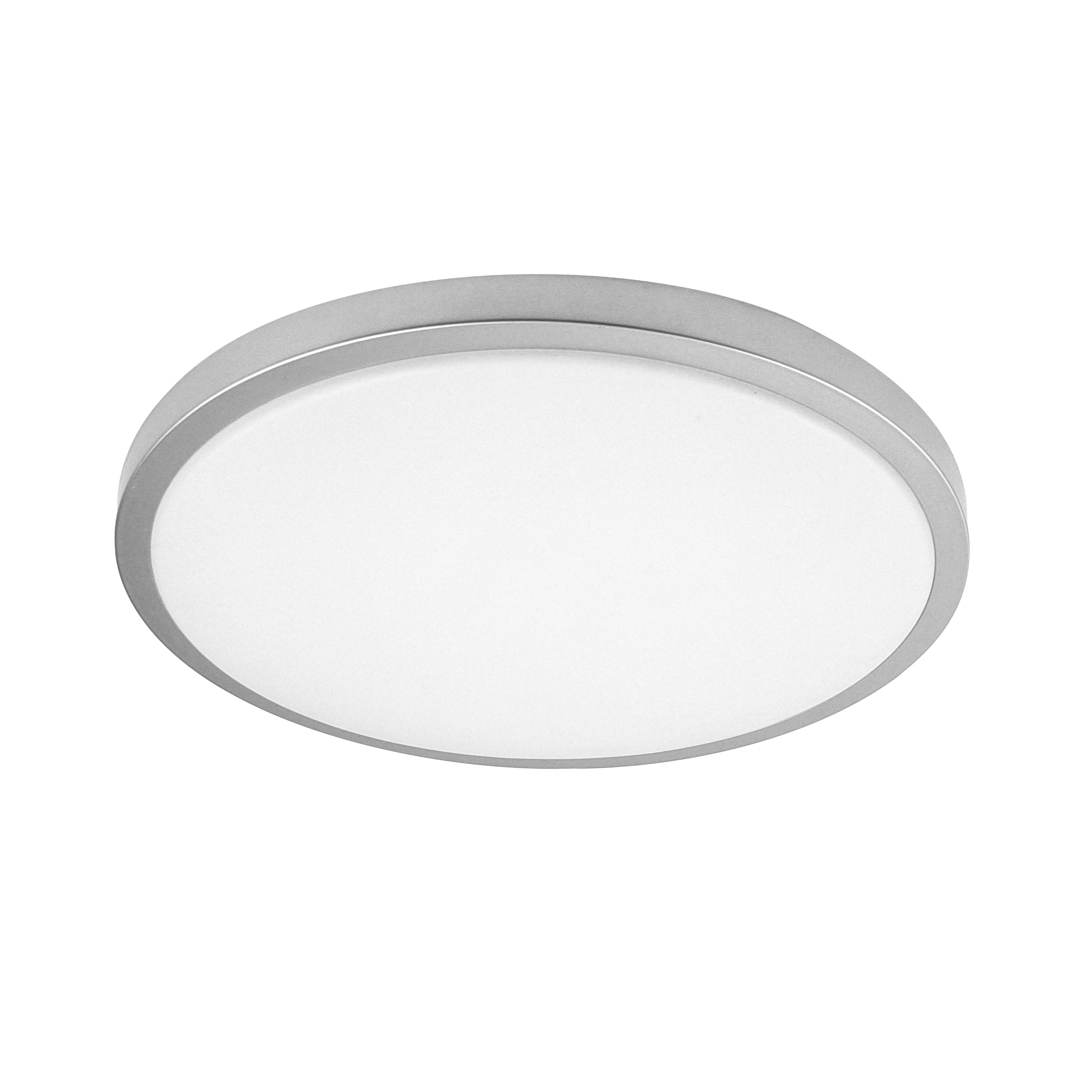 Plafón Kirat fabricado en metal color plata con luz LED regulable