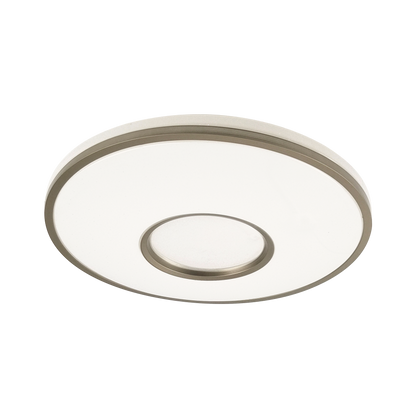 Plafón Perote fabricado en metal color blanco/cuero con difusor de policarbonato
