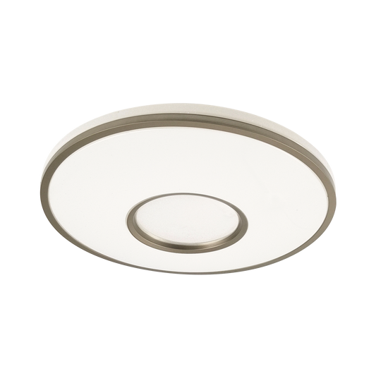 Plafón Perote fabricado en metal color blanco/cuero con difusor de policarbonato