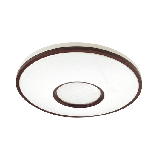 Plafón Perote fabricado en metal color blanco y marrón, ideal para interiores