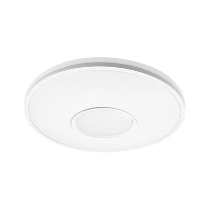 Plafón Perote fabricado en metal color blanco, con 3 temperaturas de luz