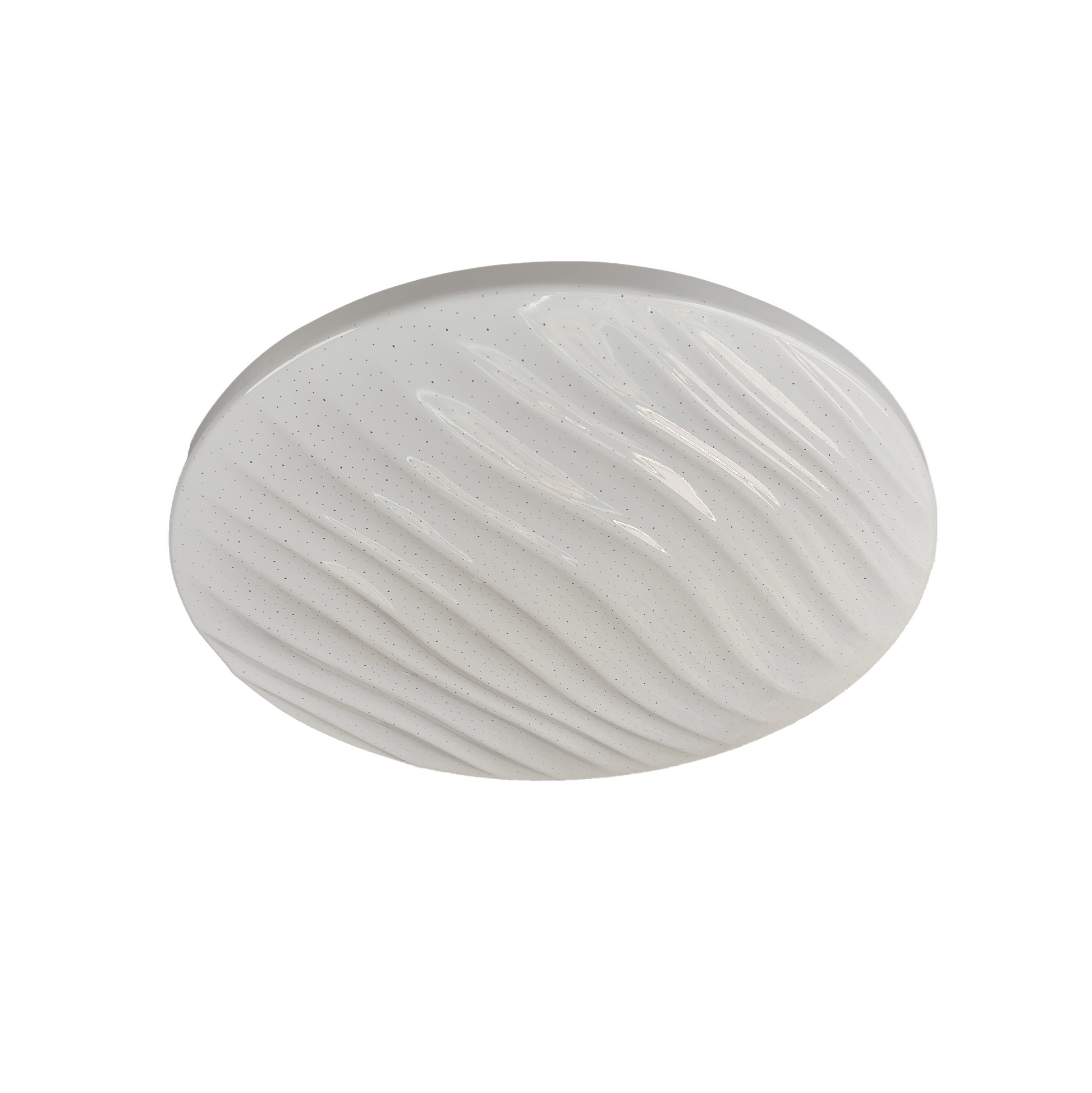 Plafón Olot fabricado en metal y policarbonato color blanco, luz natural.