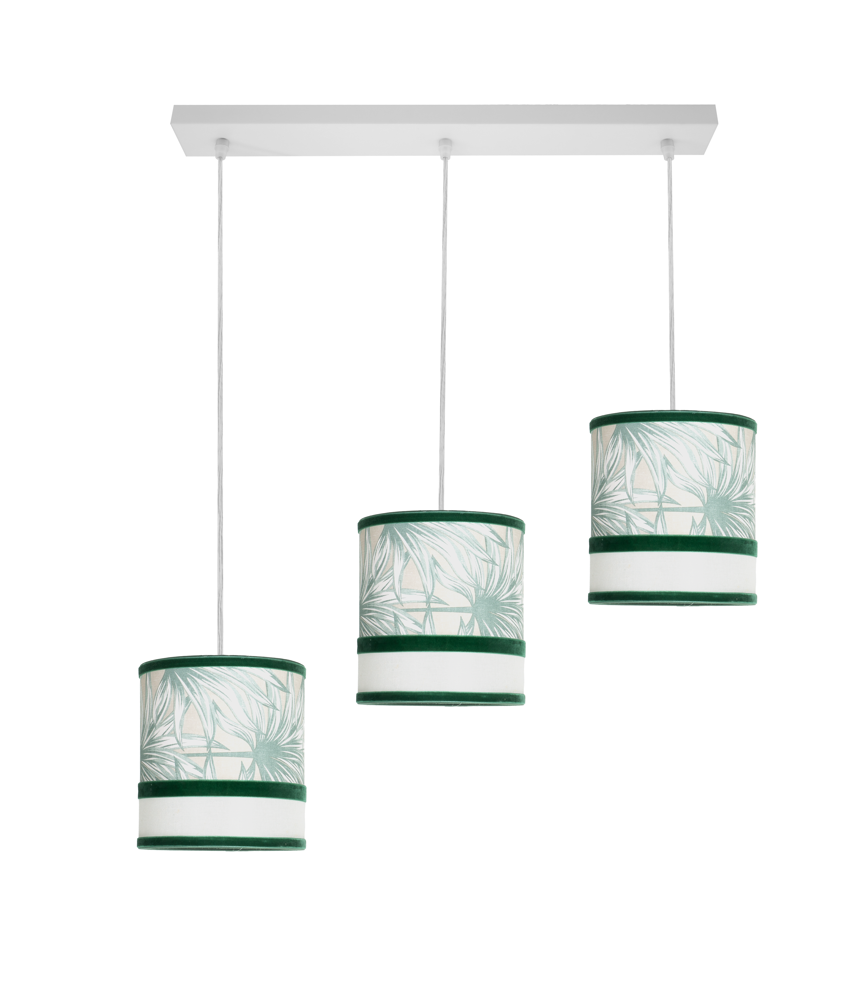 Regleta Caledonia fabricada en metal blanco y textil blanco/verde