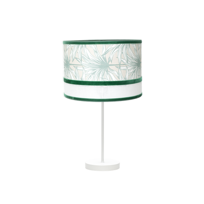 Sobremesa Caledonia fabricada en metal y textil, color blanco y verde, Fabrilamp / Abrila