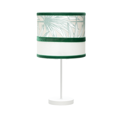 Sobremesa Caledonia fabricada en metal y textil, color blanco y verde, ideal para salones