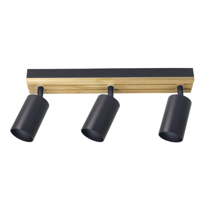 Regleta Waikato fabricada en metal y madera color negro/madera