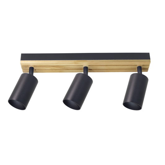 Regleta Waikato fabricada en metal y madera color negro/madera