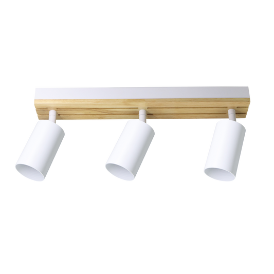 Regleta Waikato fabricada en metal y madera color blanco, ideal para salón