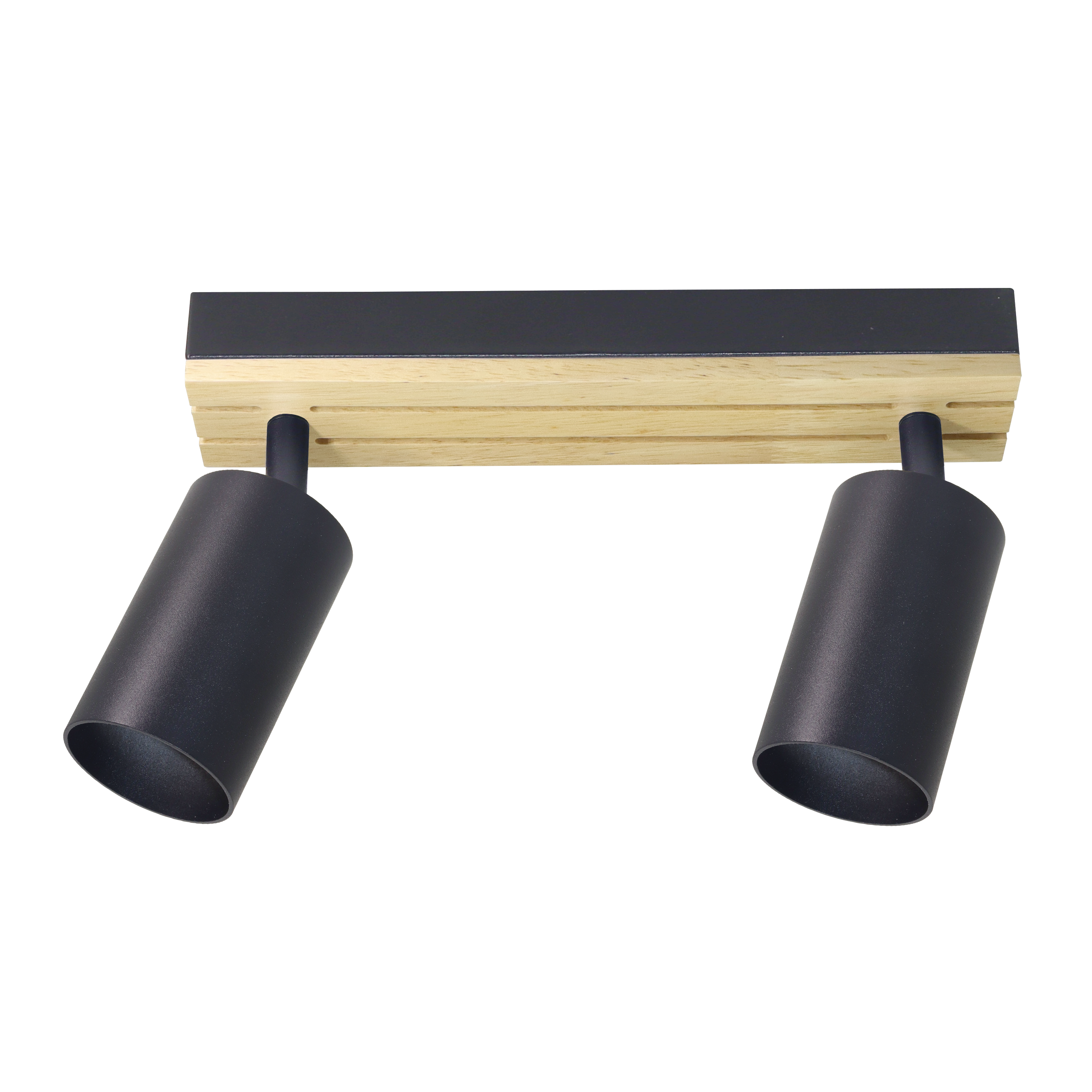 Regleta Waikato fabricada en metal negro y madera natural