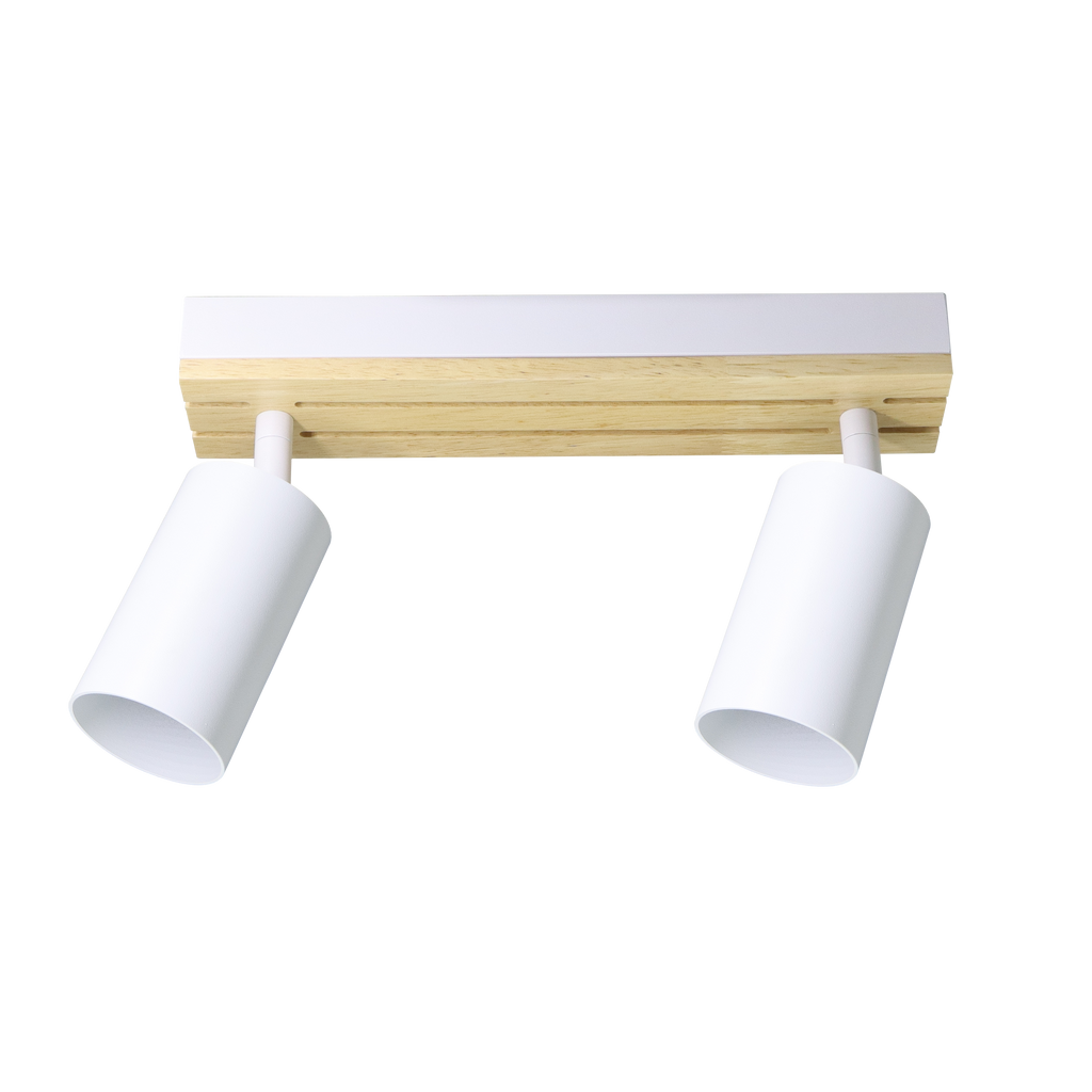 Regleta Waikato fabricada en metal blanco y madera natural