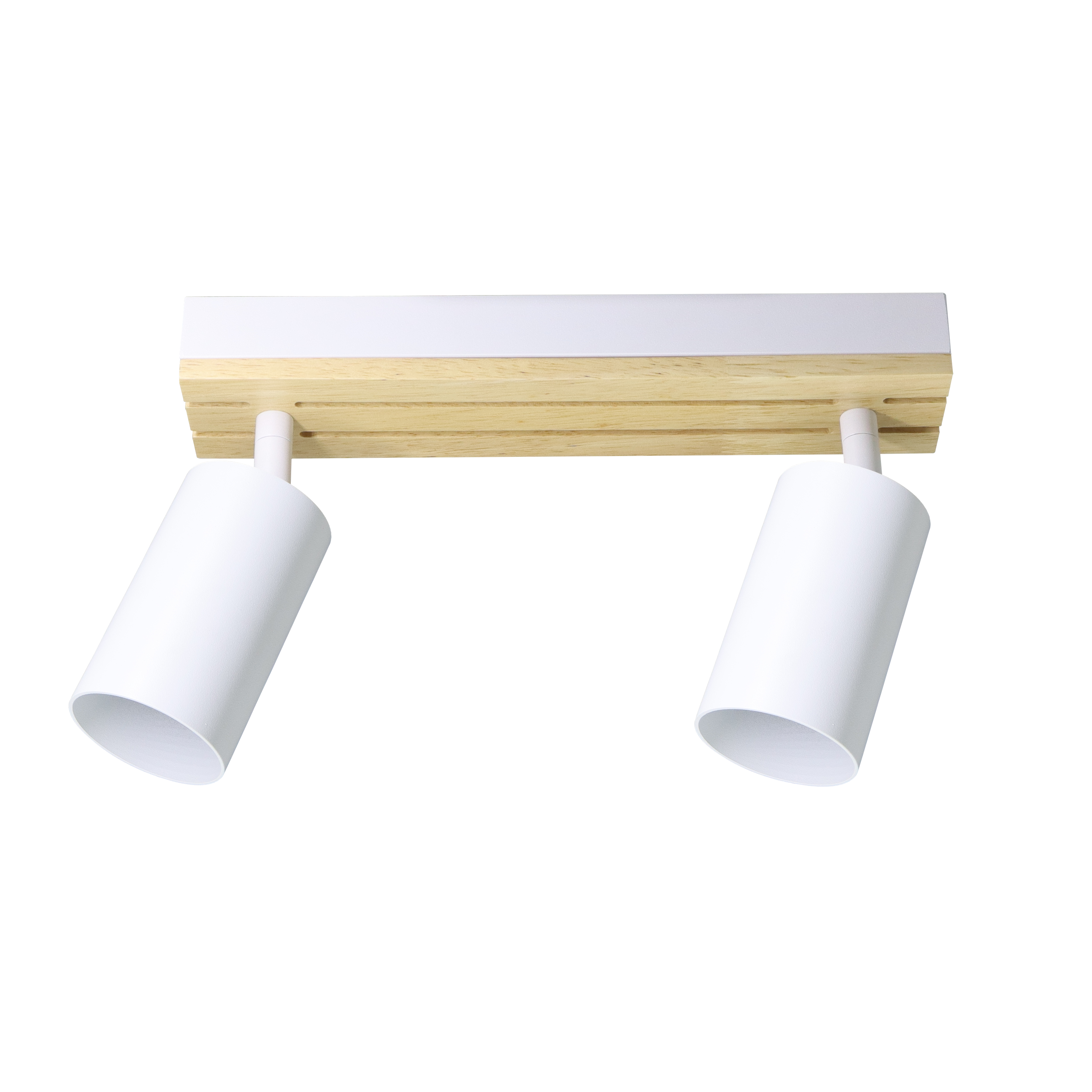 Regleta Waikato fabricada en metal blanco y madera natural con 2 luces GU10