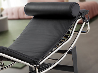 Chaise Longue LECO Tapizada en Piel Negra con Mecanismo Basculante - SCHULLER - 458467 - Vista 3