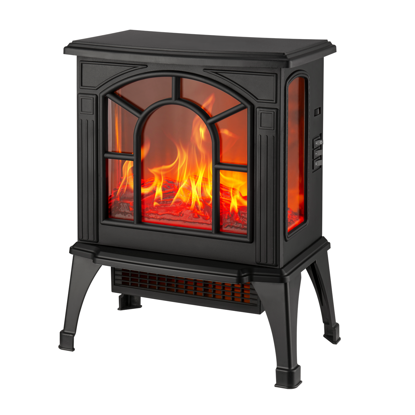 Termoventilador Abadia fabricado en Metal color Negro con efecto chimenea vintage